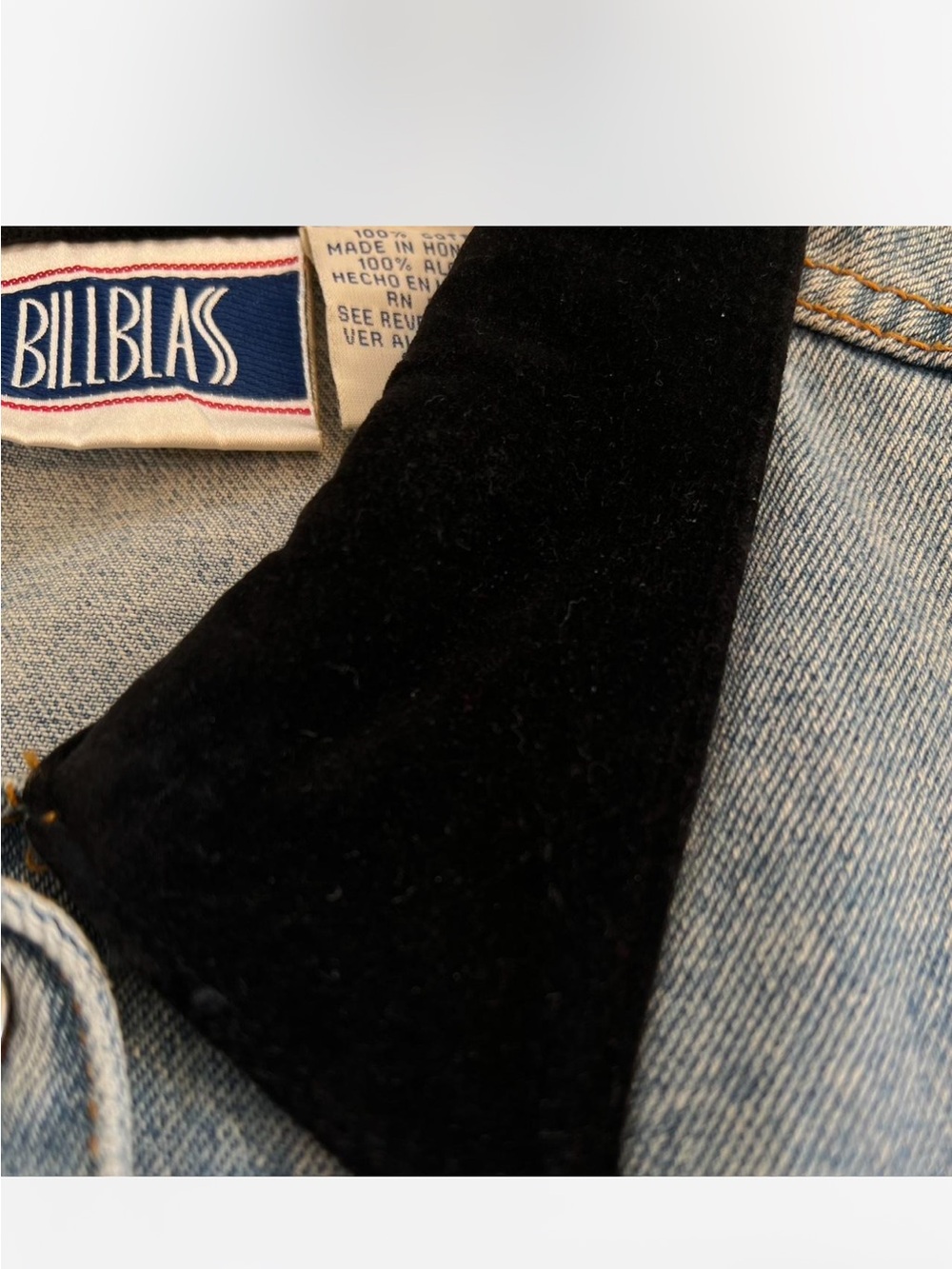 Billblass Vintage Denim Vest with Black Corduroy Collar - Picture 8 of 8